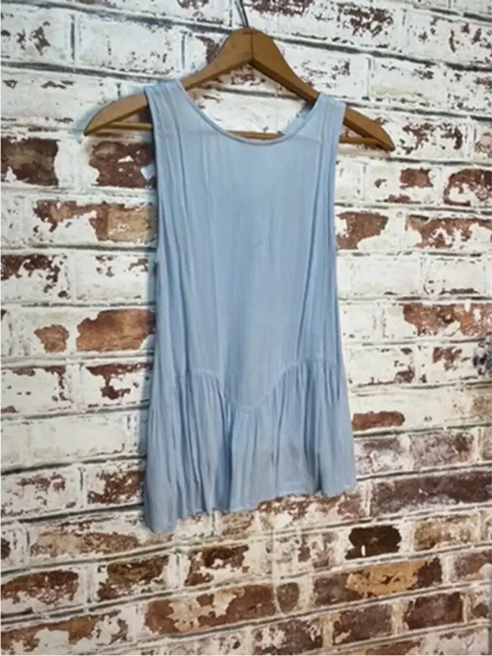 Light Blue Sleeveless Peasant Tunic Top - Women